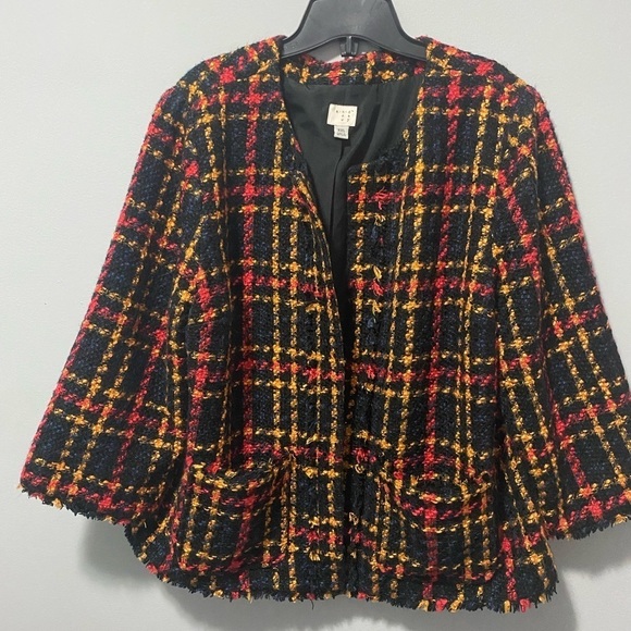 A New Day Cropped Tweed Fringed Plus Size Jacket/Blazer - Picture 2 of 13